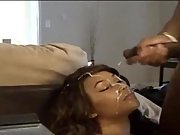 Huge big black cock facial feeding her face with lots of sticky spunk